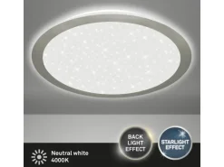 Briloner LED-Leuchte Glim mit Sternendekor Ø 36 cm x 6,7 cm Matt-Nickel