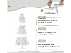 CCLIFE Künstlicher Weihnachtsbaum Nordmanntanne 180cm 600Astspitzen Tannenbaum Klein Spritzguss Weiß