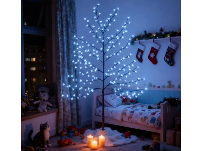 CCLIFE LED Lichterbaum 180cm 200 LEDs Innen und Außen Weihnachtsdeko Kirschblütenbaum Lichterdeko Kaltweiß