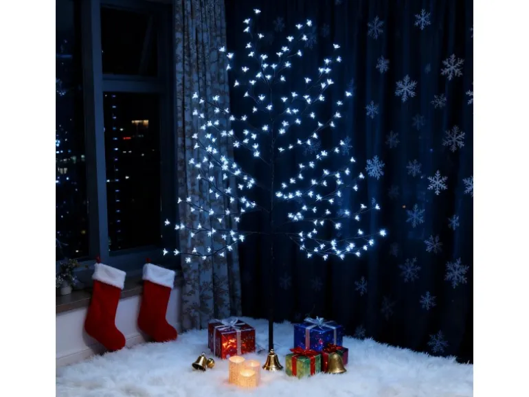 CCLIFE LED Lichterbaum 180cm 200 LEDs Innen und Außen Weihnachtsdeko Kirschblütenbaum Lichterdeko Kaltweiß