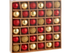 Christbaumkugel-Set Kunststoff Ø 2 cm 36-teilig Rot-Gold