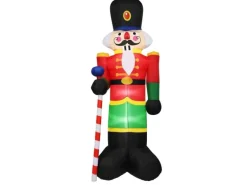 Costway Aufblasbarer Nussknacker-Soldat mit 3 Led-Leuchten 240CM