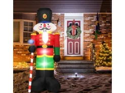 Costway Aufblasbarer Nussknacker-Soldat mit 3 Led-Leuchten 240CM