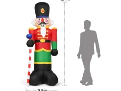 Costway Aufblasbarer Nussknacker-Soldat mit 3 Led-Leuchten 240CM