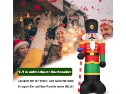 Costway Aufblasbarer Nussknacker-Soldat mit 3 Led-Leuchten 240CM