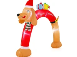 Costway Aufblasbarer Weihnachtsbogen Dackel 242cm