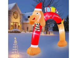 Costway Aufblasbarer Weihnachtsbogen Dackel 242cm