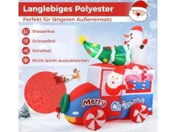 Costway Aufblasbarer Weihnachtsmann Im Auto Led mit Schneemann