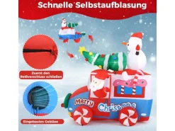 Costway Aufblasbarer Weihnachtsmann Im Auto Led mit Schneemann