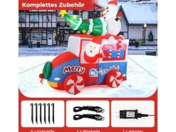 Costway Aufblasbarer Weihnachtsmann Im Auto Led mit Schneemann