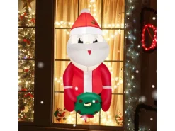 Costway Aufblasbarer Weihnachtsmann Aus dem Fenster Led Deko 100CM