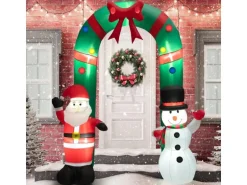 Costway Aufblasbarer Weihnachtsbogen LED Weihnachtsdekoration 245cm