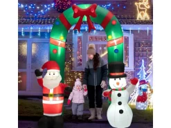 Costway Aufblasbarer Weihnachtsbogen LED Weihnachtsdekoration 245cm