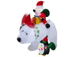 Costway Aufblasbarer Weihnachtsmann Eisbär mit Pinguin 210cm