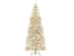 Costway Bleistift Weihnachtsbaum Lametta 180 cm