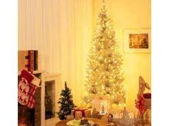 Costway Bleistift Weihnachtsbaum Lametta 180 cm