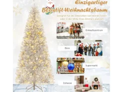 Costway Bleistift Weihnachtsbaum Lametta 180 cm