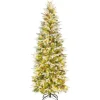 Costway Bleistift Weihnachtsbaum mit Beleuchtung und Schnee 190 cm