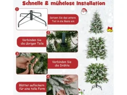 Costway Bleistift Weihnachtsbaum mit Beleuchtung und Schnee 190 cm