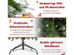 Costway Bleistift Weihnachtsbaum mit Beleuchtung und Schnee 190 cm