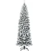 Costway Bleistift Weihnachtsbaum mit Schnee 225cm