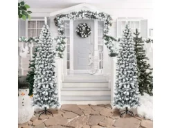 Costway Bleistift Weihnachtsbaum mit Schnee 225cm
