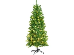 Costway Bleistift Weihnachtsbaum mit Warmweißen Led-Leuchten 150cm