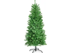 Costway Bleistift Weihnachtsbaum mit Warmweißen Led-Leuchten 150cm