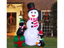 Costway 180CM Aufblasbarer Schneemann mit Pinguinen Weihnachten XL