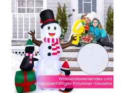 Costway 180CM Aufblasbarer Schneemann mit Pinguinen Weihnachten XL