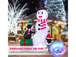 Costway 180CM Aufblasbarer Schneemann mit Pinguinen Weihnachten XL