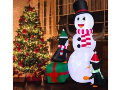 Costway 180CM Aufblasbarer Schneemann mit Pinguinen Weihnachten XL