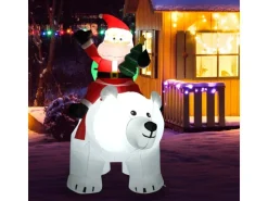 Costway 200cm Aufblasbarer Weihnachtsmann Eisbär