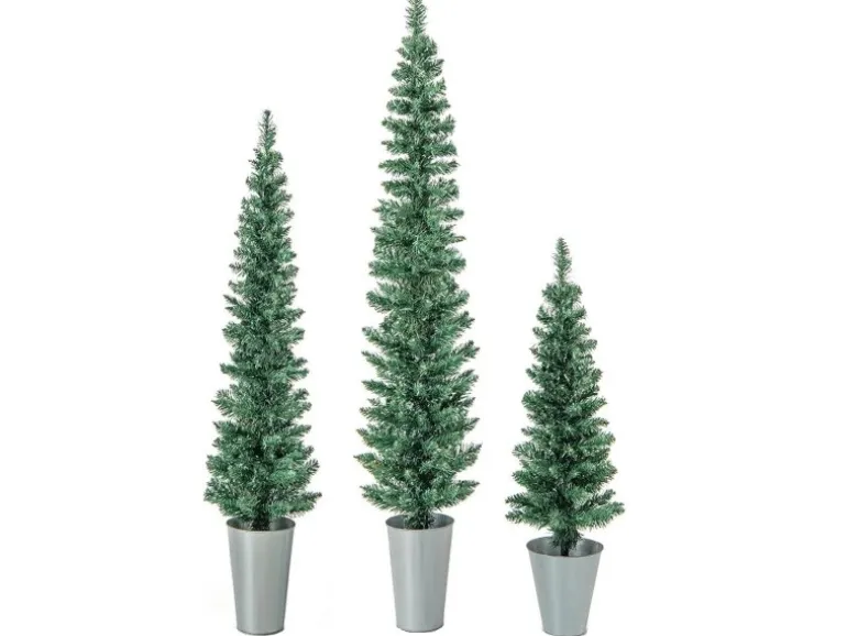 Costway 3er Weihnachtsbaum Künstlich Bleistift 90&120&150cm Grün