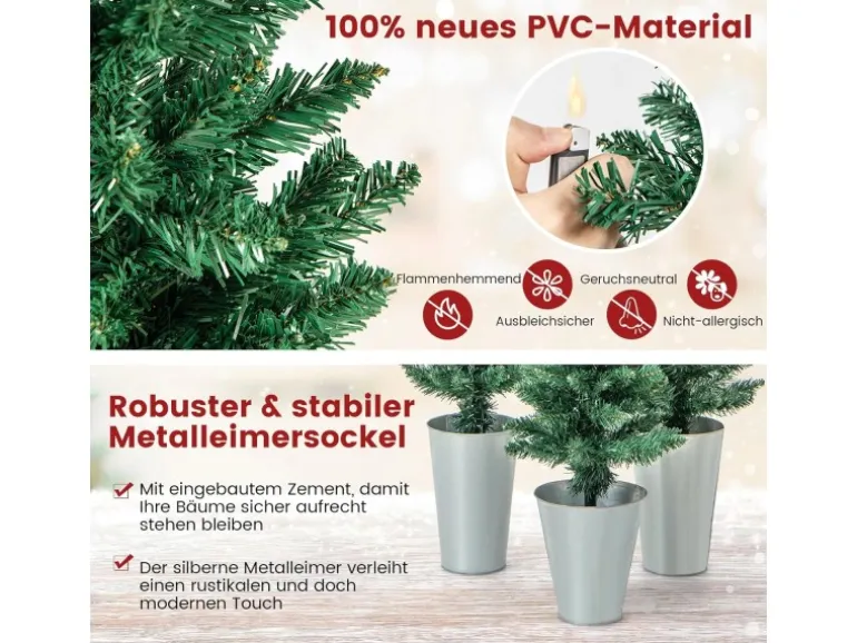 Costway 3er Weihnachtsbaum Künstlich Bleistift 90&120&150cm Grün
