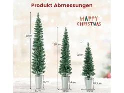Costway 3er Weihnachtsbaum Künstlich Bleistift 90&120&150cm Grün