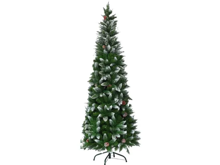 Costway Künstlicher Bleistift Weihnachtsbaum mit Kiefernzapfen 220cm