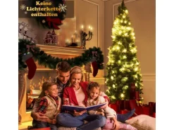 Costway Künstlicher Bleistift Weihnachtsbaum mit Kiefernzapfen 220cm