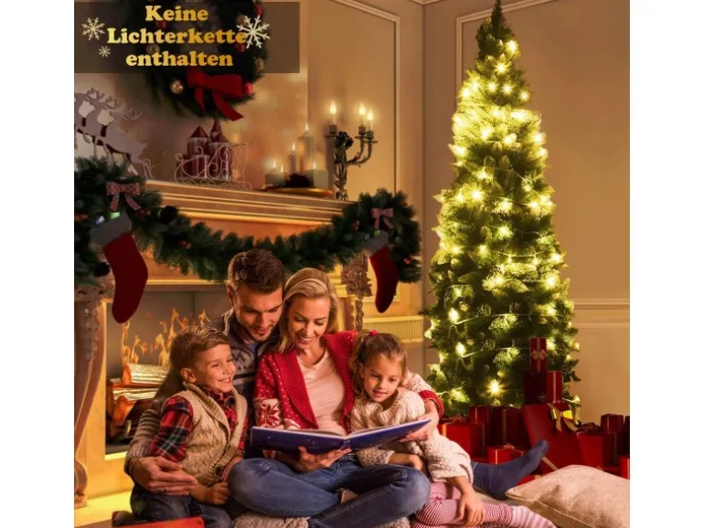 Costway Künstlicher Bleistift Weihnachtsbaum mit Kiefernzapfen 220cm