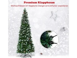 Costway Künstlicher Bleistift Weihnachtsbaum mit Kiefernzapfen 220cm