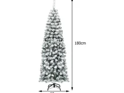 Costway Künstlicher Bleistift Weihnachtsbaum mit Schnee Grün 180cm