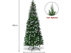 Costway Künstlicher Bleistift Weihnachtsbaum mit Kiefernzapfen 180cm