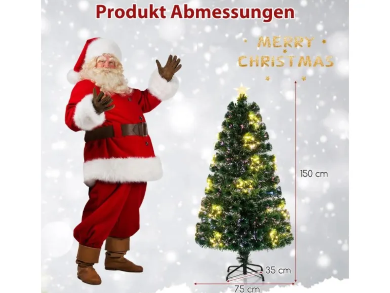Costway Künstlicher Weihnachtsbaum Glasfaser &170 Zweigspitzen 150cm