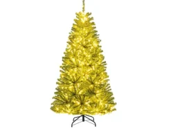 Costway Künstlicher Weihnachtsbaum mit 700 Warmweißen LED 180cm
