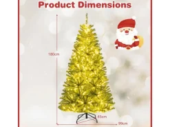 Costway Künstlicher Weihnachtsbaum mit 700 Warmweißen LED 180cm