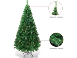 Costway Künstlicher Weihnachtsbaum 210cm 950 PVC Zweige & Klappsystem