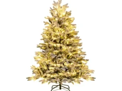 Costway Künstlicher Weihnachtsbaum mit 200 Led-Lichtern Weiß-Grün 136cm