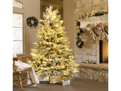 Costway Künstlicher Weihnachtsbaum mit 200 Led-Lichtern Weiß-Grün 136cm