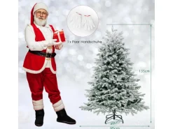 Costway Künstlicher Weihnachtsbaum mit 200 Led-Lichtern Weiß-Grün 136cm