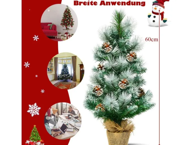 Costway Künstlicher Weihnachtsbaum 34 Schneebedeckte Spitzen 60cm